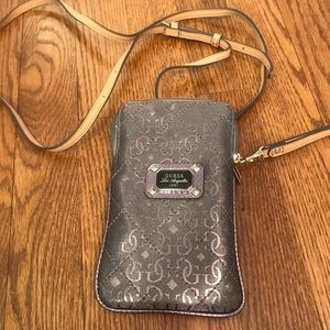 GUESS metallic platinum small crossbody purse